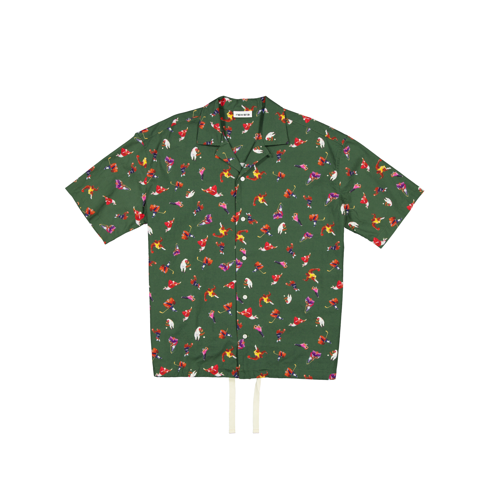 New Era Branded Resort Green Bark Open Collared Shirt